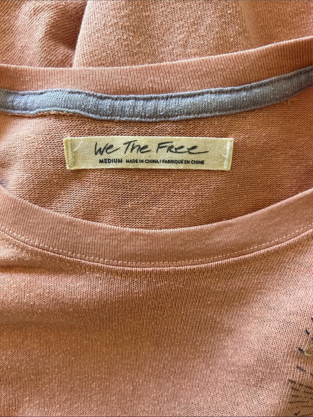 Free People We the Free Embroidered Beach Top Tee Pink